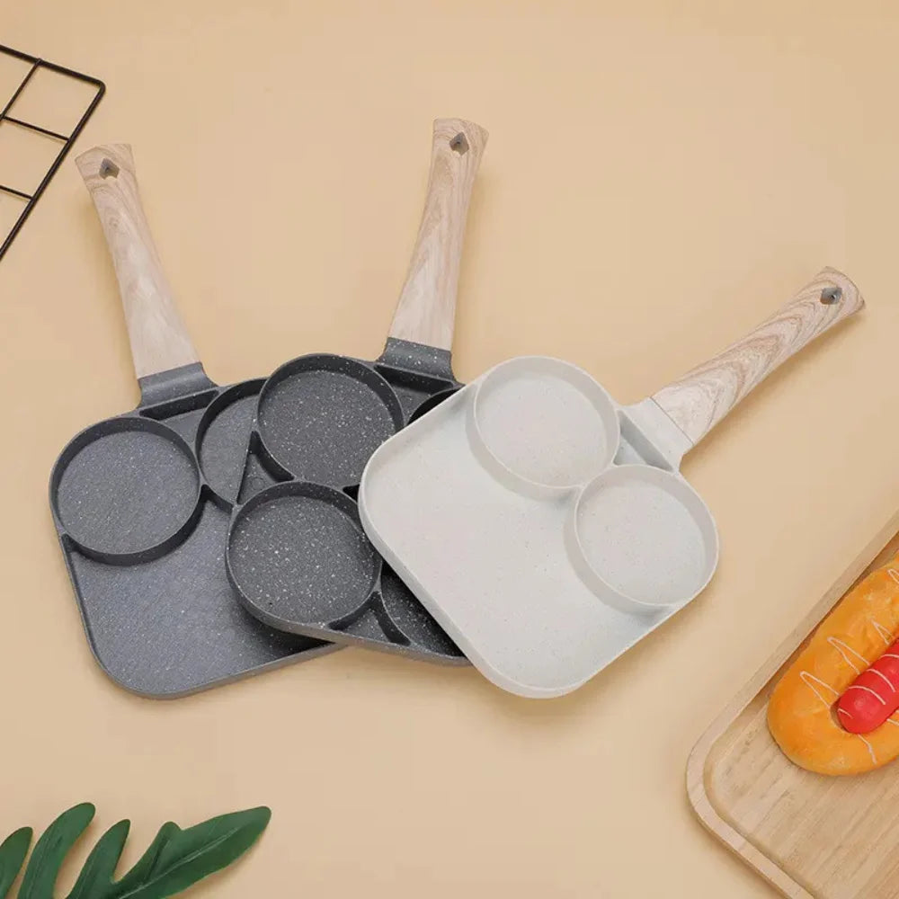 Frigideira Antiaderente Com 3 ou 4 Divisórias Fritar Ovo Bacon Carne Frango Lanche Multiuso