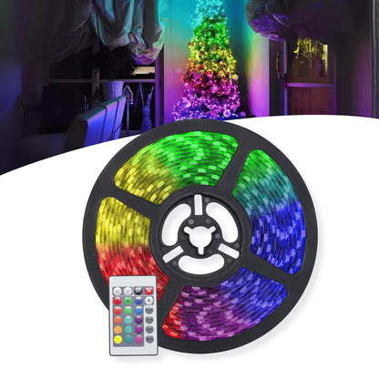 Fita de LED RGB 5050 em rolo de 5m com 300 LEDs, IP65 + Controlador + Fonte de alimentação
