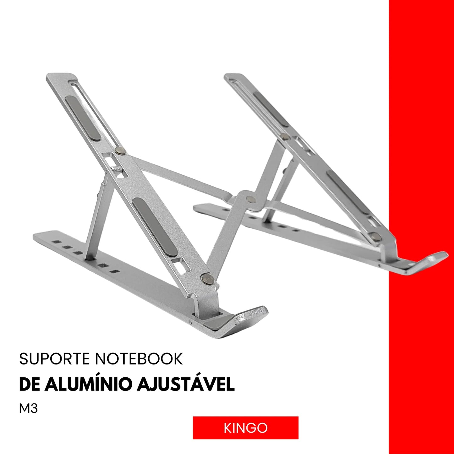 Suporte ajustável para notebook em alumínio cinza resistente
