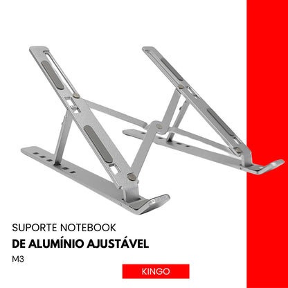 Suporte ajustável para notebook em alumínio cinza resistente