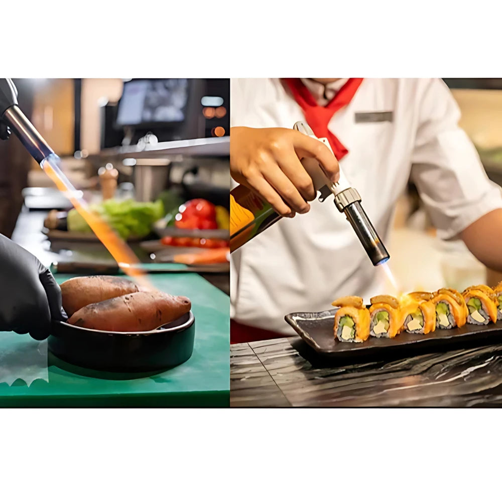 maçarico profissional regulável para culinária gourmet e confeitaria.